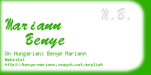 mariann benye business card